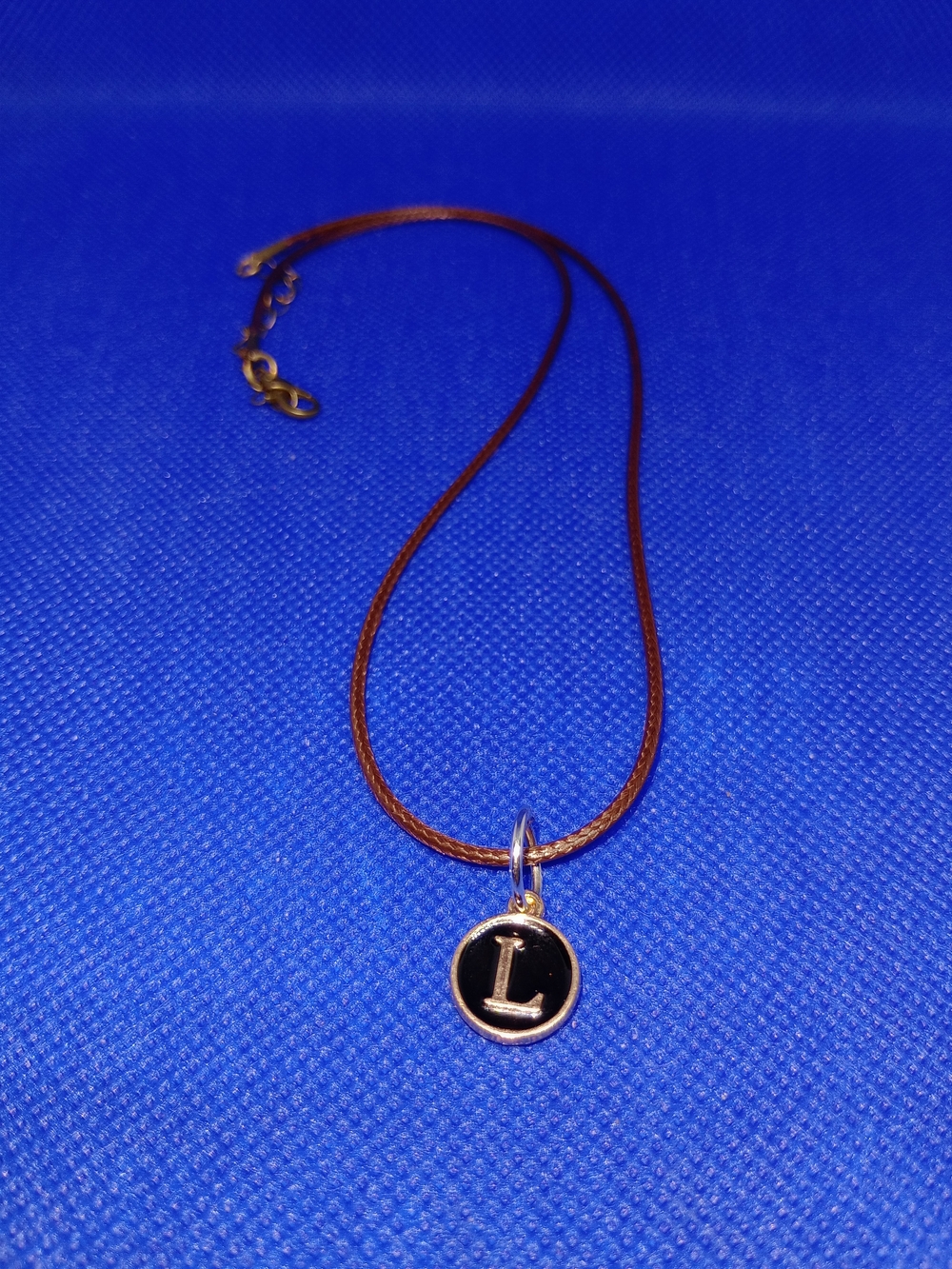 Initial L Pendant Necklace in Brown and Black